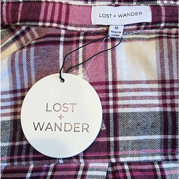 LOST + WANDER women plaid roll up sleeve shirt /size M - Picture 12 of 12